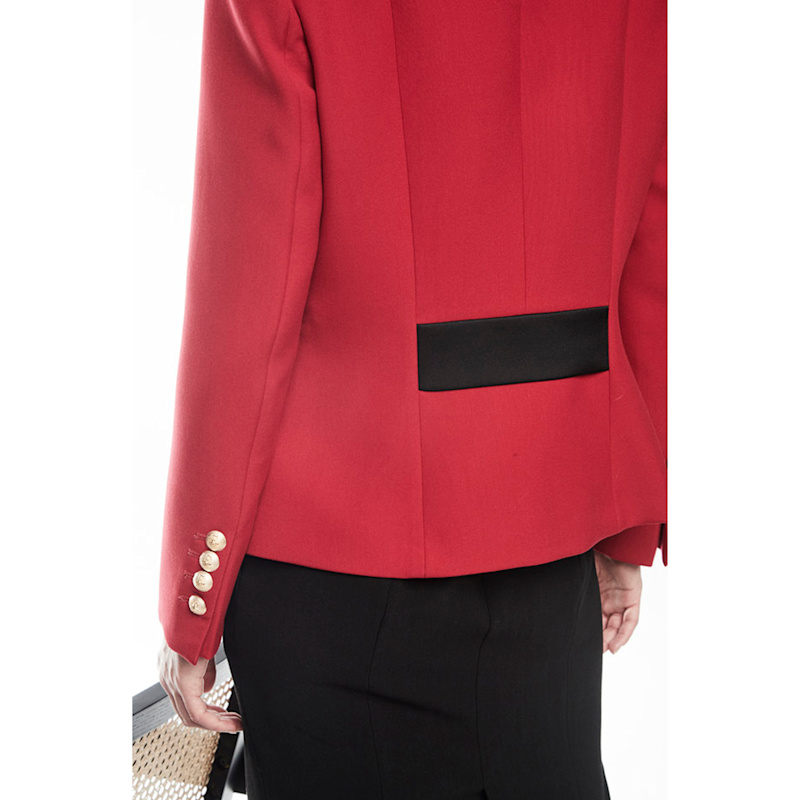 Thumbnail of Tailored Red Military Blazer With Black Embroidery image