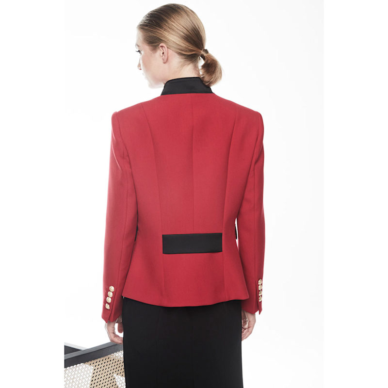 Thumbnail of Tailored Red Military Blazer With Black Embroidery image