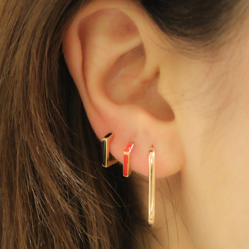 Thumbnail of Black Enamel Hoop Earrings image