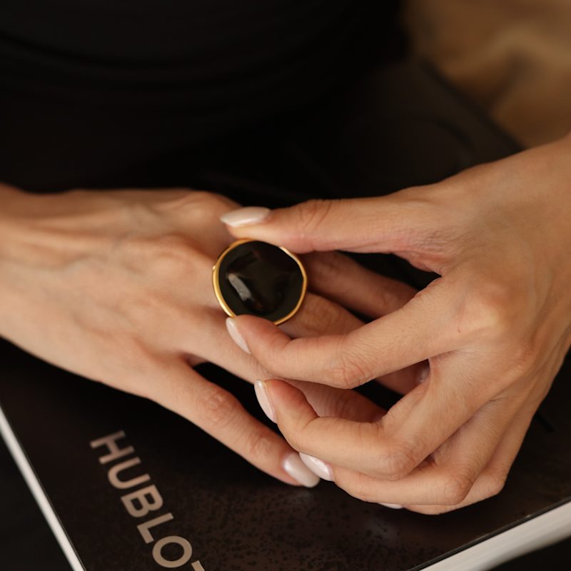 Thumbnail of Black Enamel Ripple Ring image