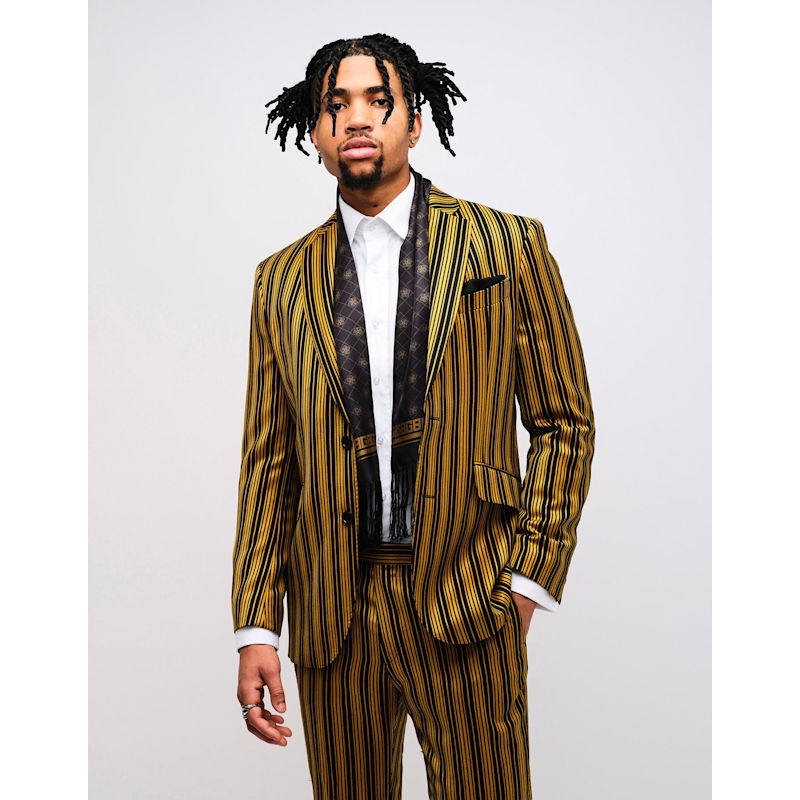 Thumbnail of Black & Gold Gb Logo Silk Scarf image