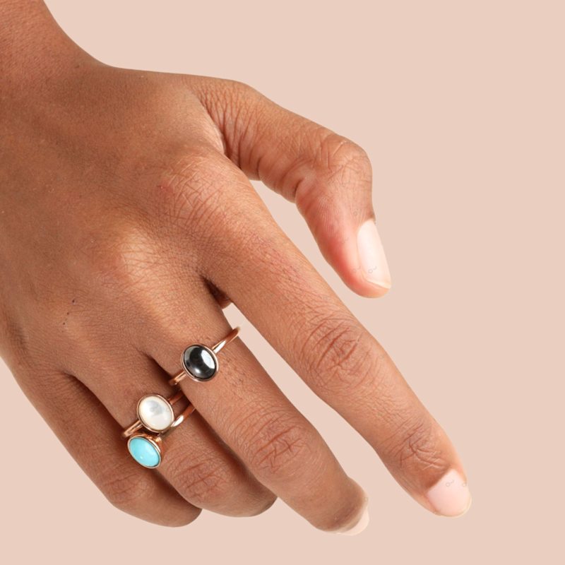 Thumbnail of Mother Of Pearl Healing Rose Gold Stack Ring image