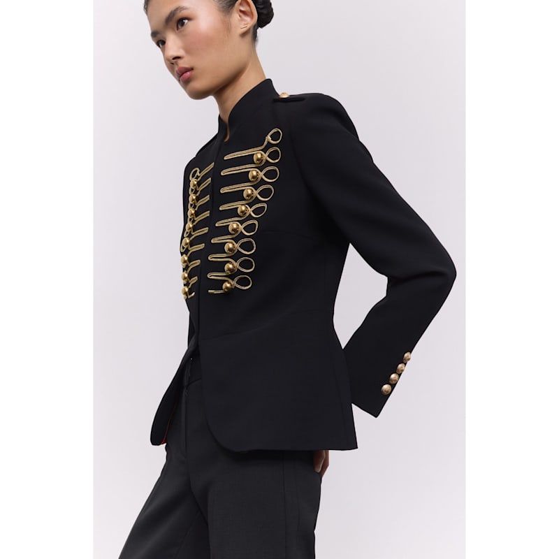 Thumbnail of Black Hussar Blazer With Gold Soutache Embroidery Martina image