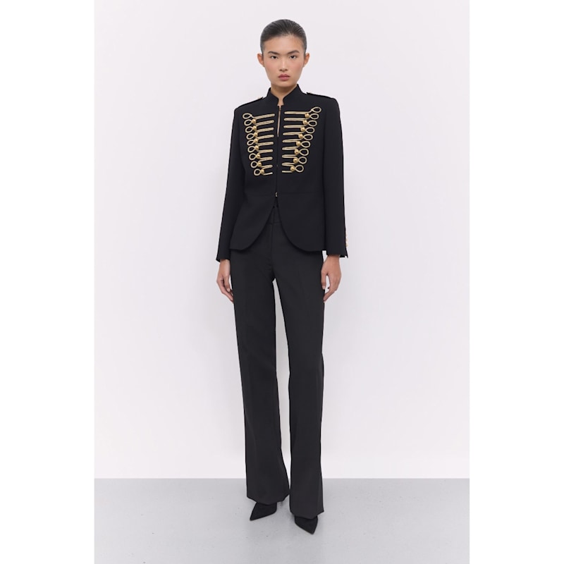 Thumbnail of Black Hussar Blazer With Gold Soutache Embroidery Martina image