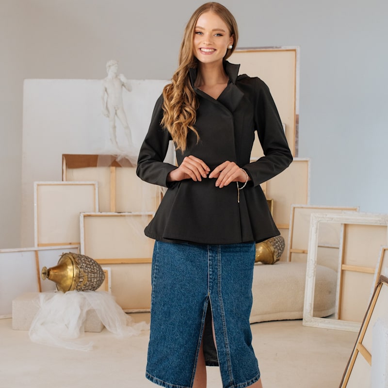 Thumbnail of Black Jacket With Detachable Hood: Evening Blush image