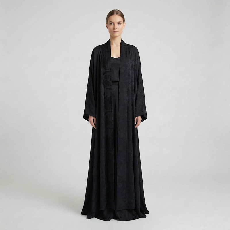 Thumbnail of Black Jacquard Abaya Kaftan image