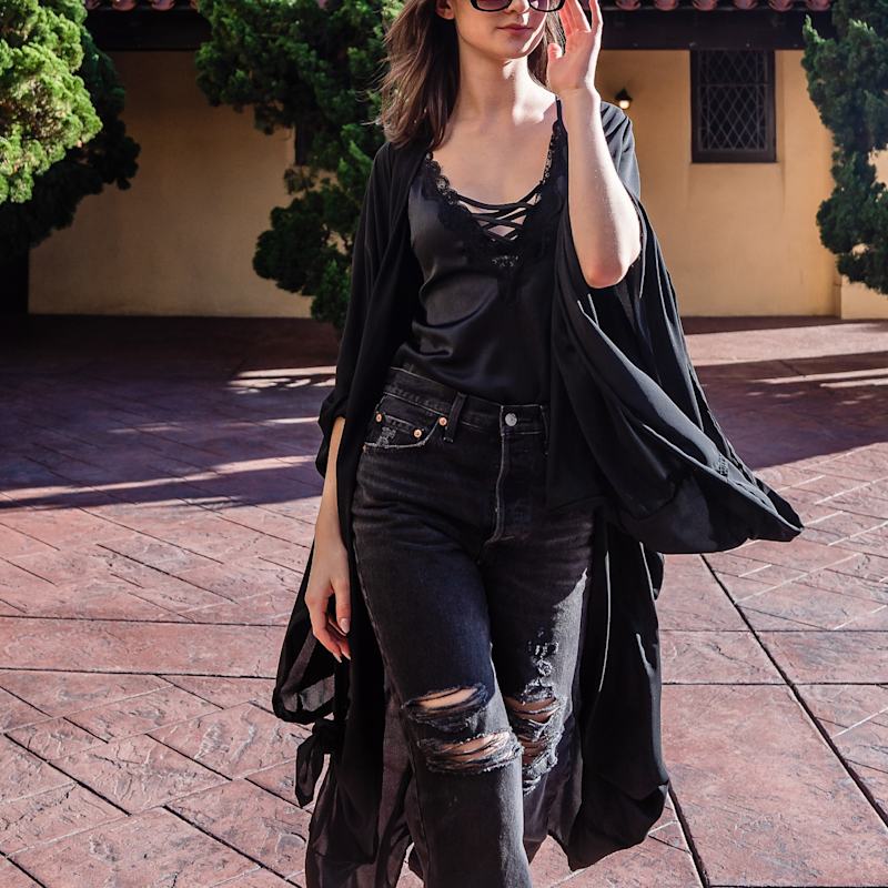 Thumbnail of Black Kimono Duster Wrapdress image