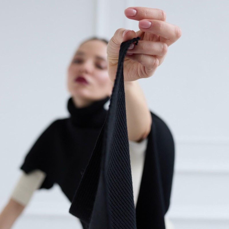 Thumbnail of Black Knit Turtleneck Shawl image