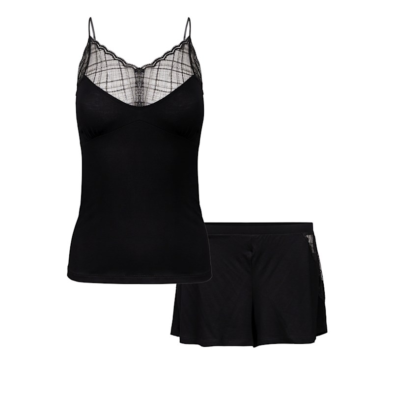Thumbnail of Short PJ Set with Lace - Black image