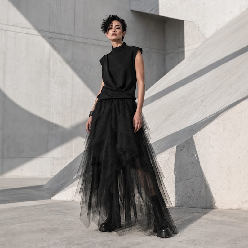 Black Layered Tulle Skirt - Elegant Occasion Wear | JANA COSHÈ