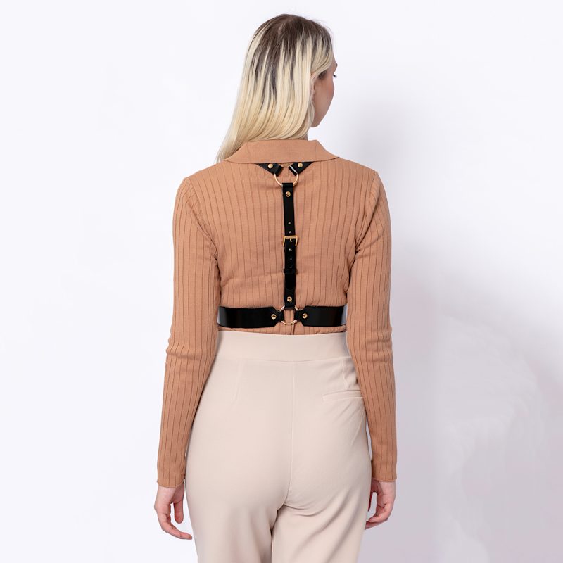 Black Leather Body Harness | Haute Cuir | Wolf & Badger