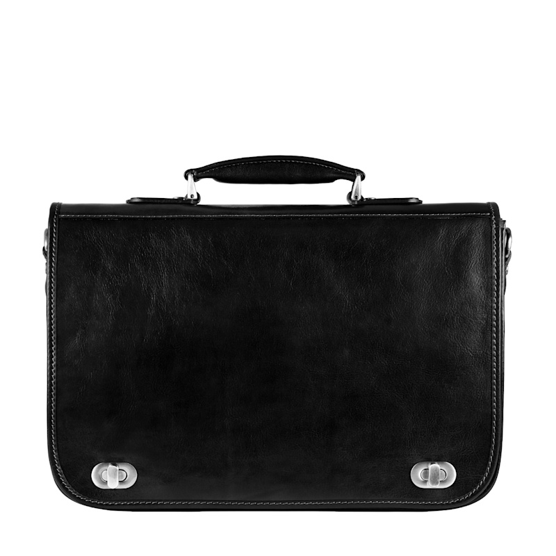 Thumbnail of Leather Briefcase Laptop Bag - Illusions - Black image
