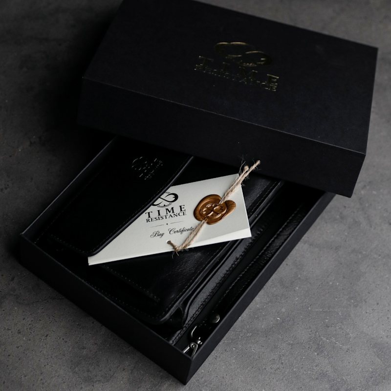 Thumbnail of Black Leather Clutch Purse - Decameron image