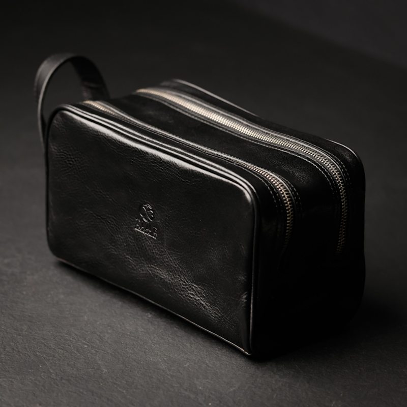 Thumbnail of Womens Leather Cosmetic Bag Dopp Kit In Black - All The Kings Men image