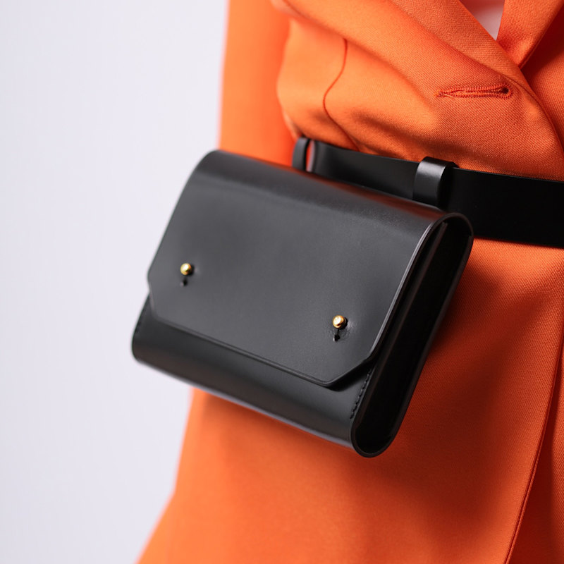 Thumbnail of Black Leather Envelope Belt Bag image