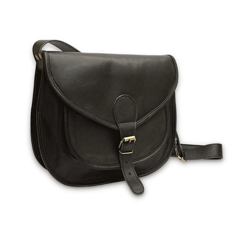 Thumbnail of Black Leather Saddle Bag-Large image