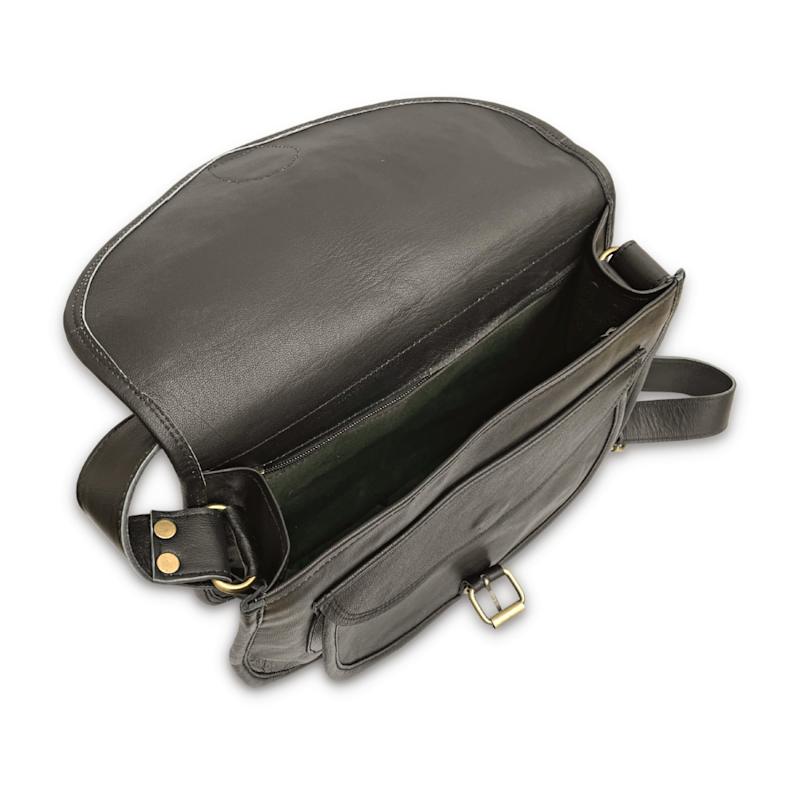 Thumbnail of Black Leather Saddle Bag-Large image