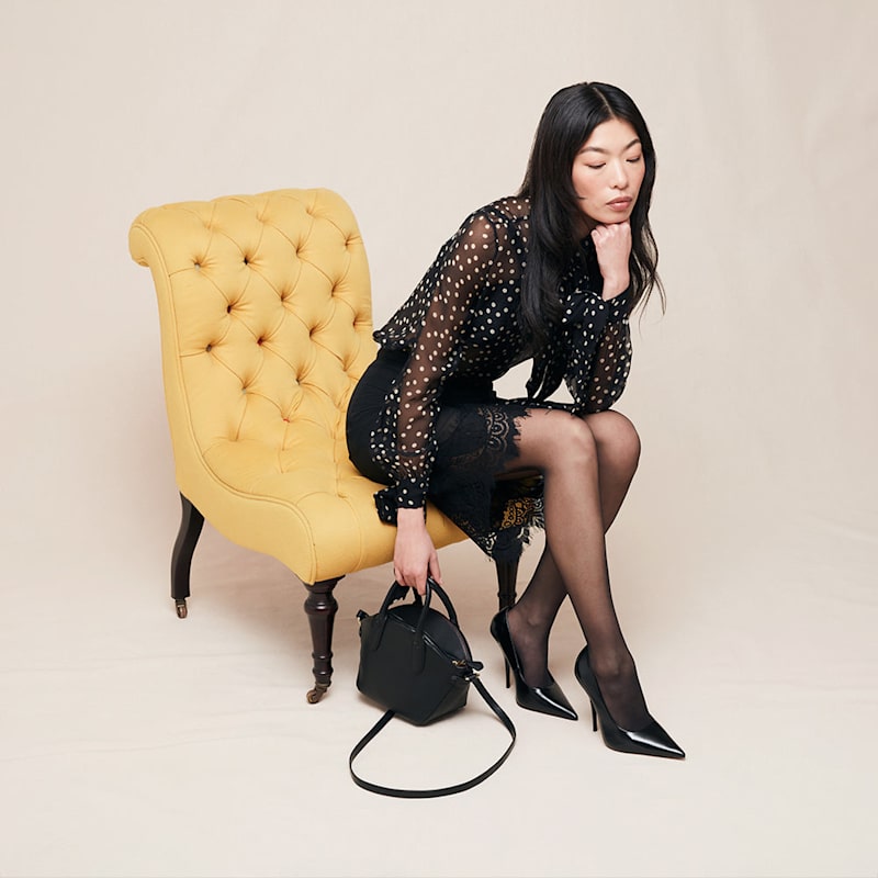 Thumbnail of Black Leather Simone Handheld Bag image