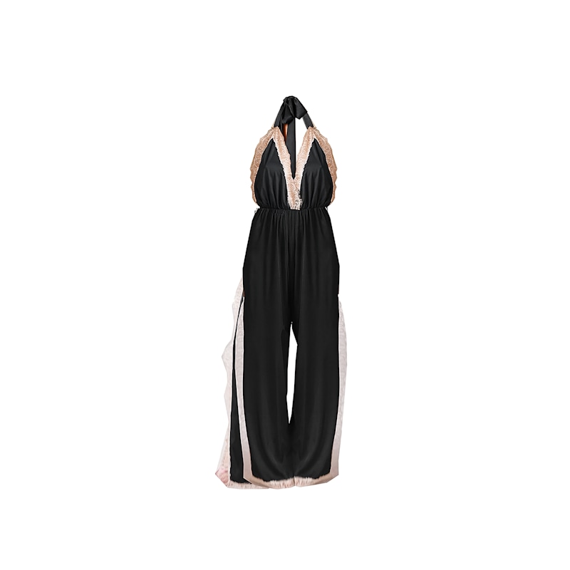 Thumbnail of Black Long Open Leg Halter Neck Romper image