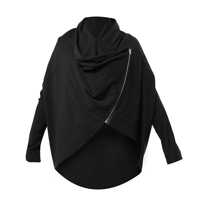 Thumbnail of Black Loose Cardigan With Side Zipper image