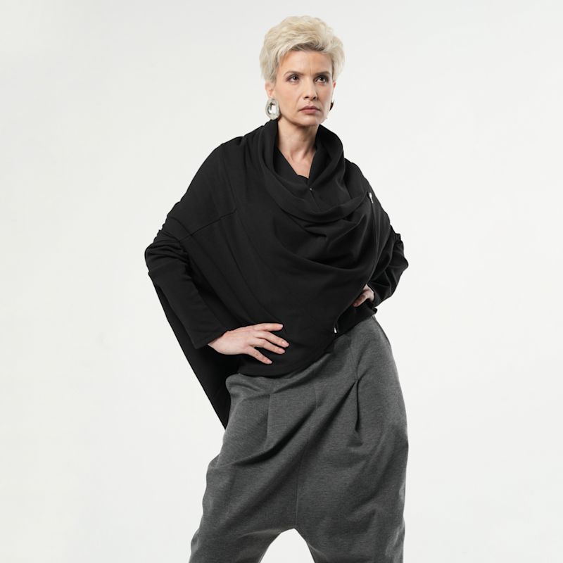 Thumbnail of Black Loose Cardigan With Side Zipper image