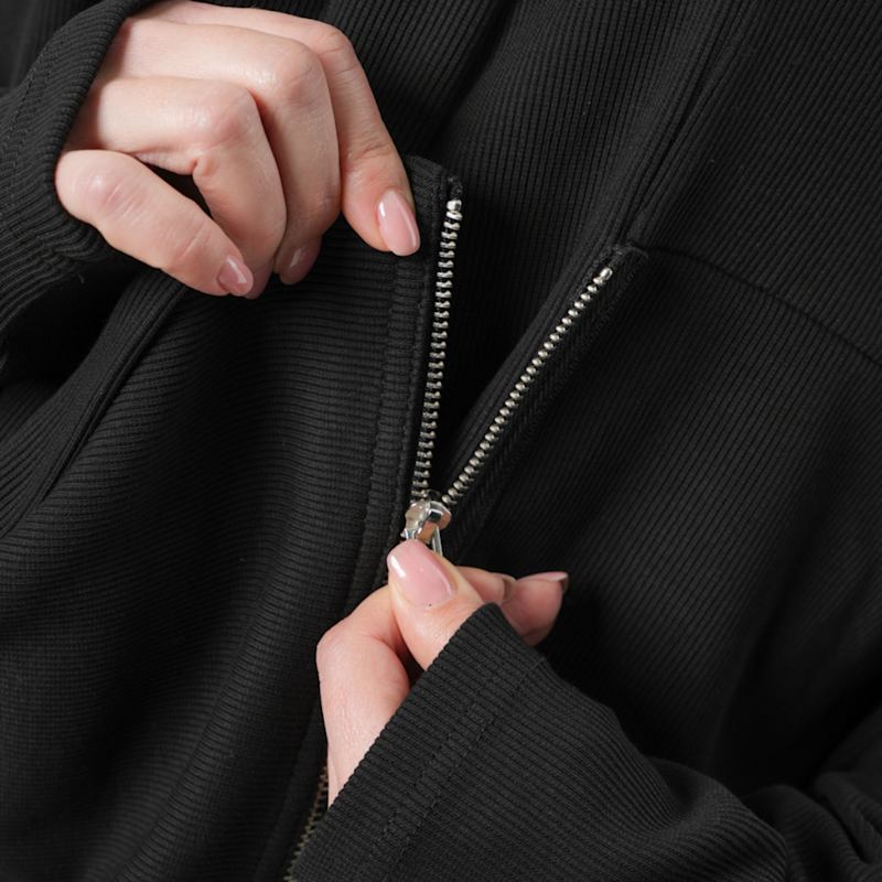 Thumbnail of Black Loose Cardigan With Side Zipper image