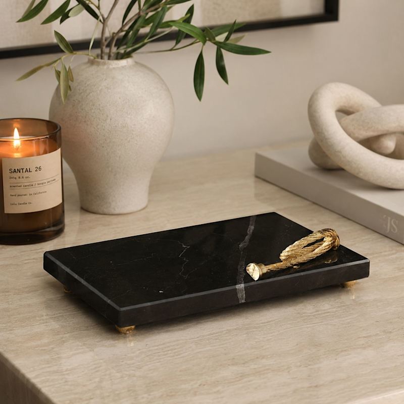 Thumbnail of Black Marble Serving Board With Gold Detail image