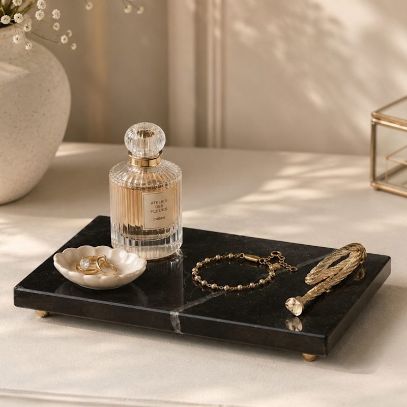 Thumbnail of Black Marble Serving Board With Gold Detail image