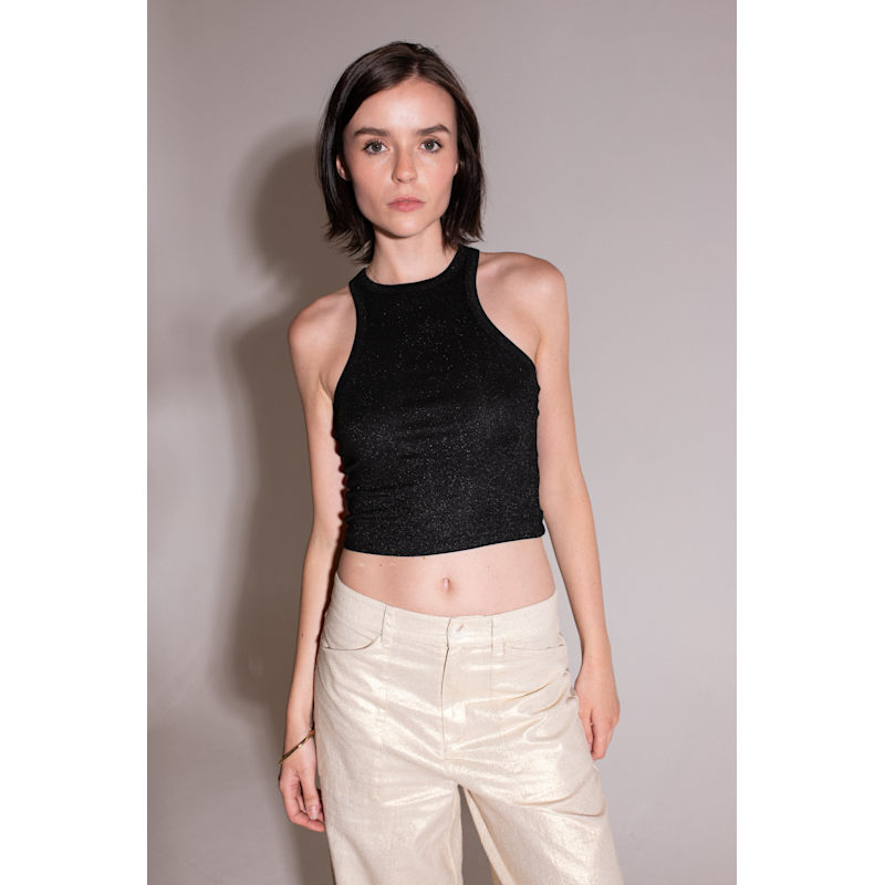 Thumbnail of Black Metallic Crop Tank Black image