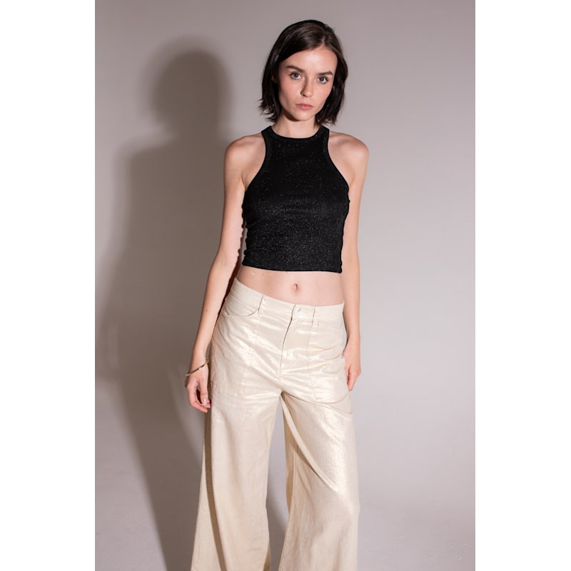 Thumbnail of Black Metallic Crop Tank Black image