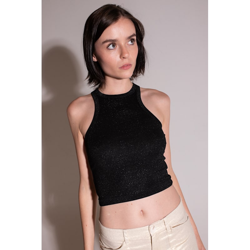 Thumbnail of Black Metallic Crop Tank Black image