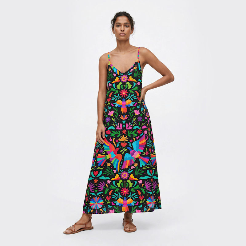 Thumbnail of Black Mexican Folk Maxi Dress image