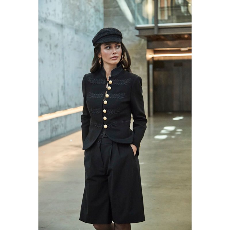 Thumbnail of Black Military Tailored Blazer With Satin Details image