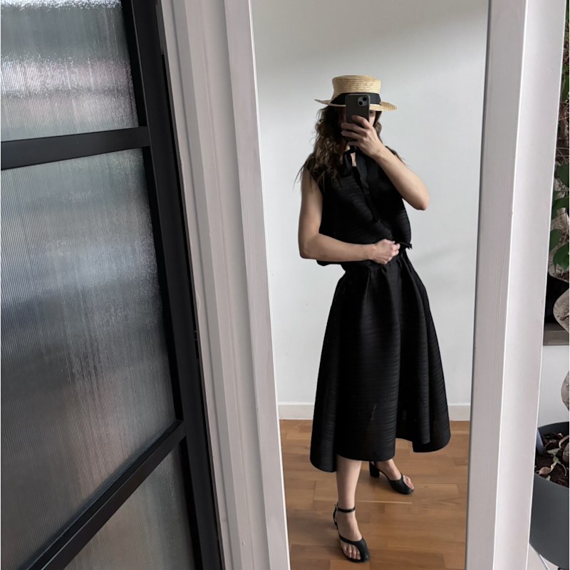 Thumbnail of Black Multi-Wear Pleated Asymmetric Dress image