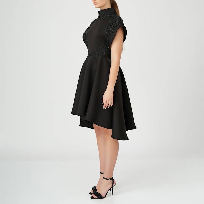knee length dresses for ladies Zariah Ribbon Detail Neoprene Midi Dress main image 1