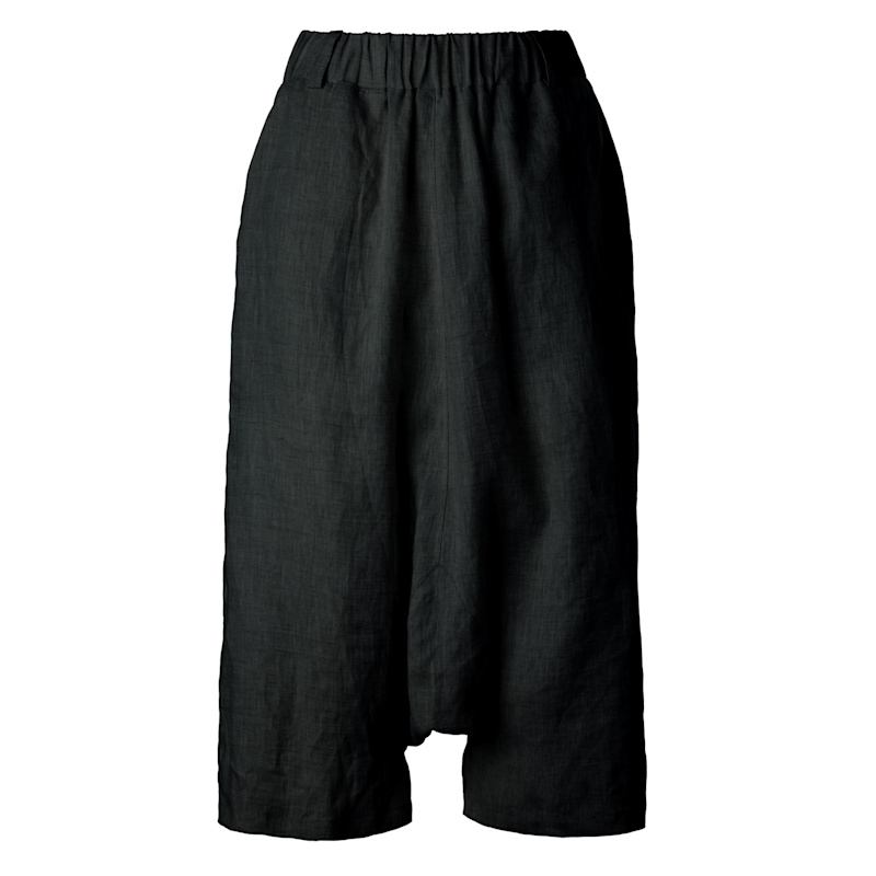 Thumbnail of Black Olive Unisex Linen Harem Pants With Relaxed Drop Crotch Fit image