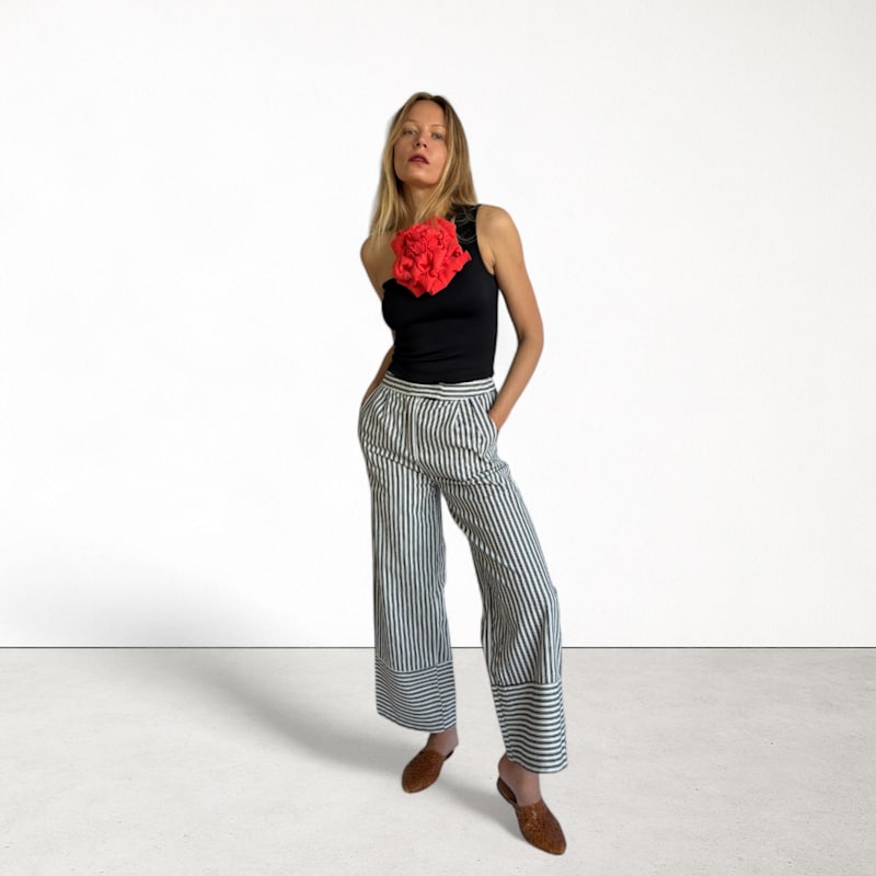 Thumbnail of Black One Shoulder Top With Red Flower Pin image