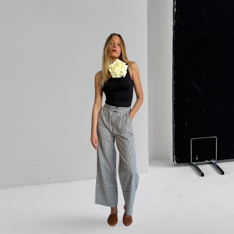 Thumbnail of Black One Shoulder Top With White Flower Pin image