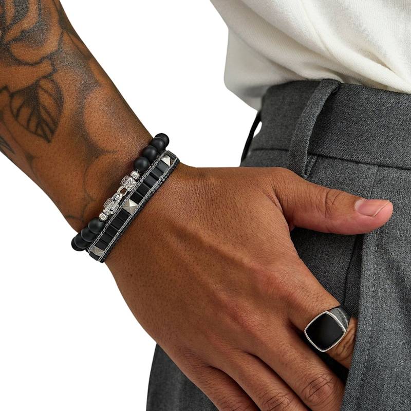 Thumbnail of Black Onyx Stud Bracelet With Silver image