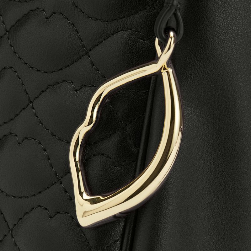 Thumbnail of Black Quilted Lip Leather Callie Crossbody Bag image