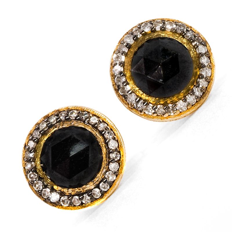 Thumbnail of Solid Gold Black Diamonds Stud Earrings - Black image
