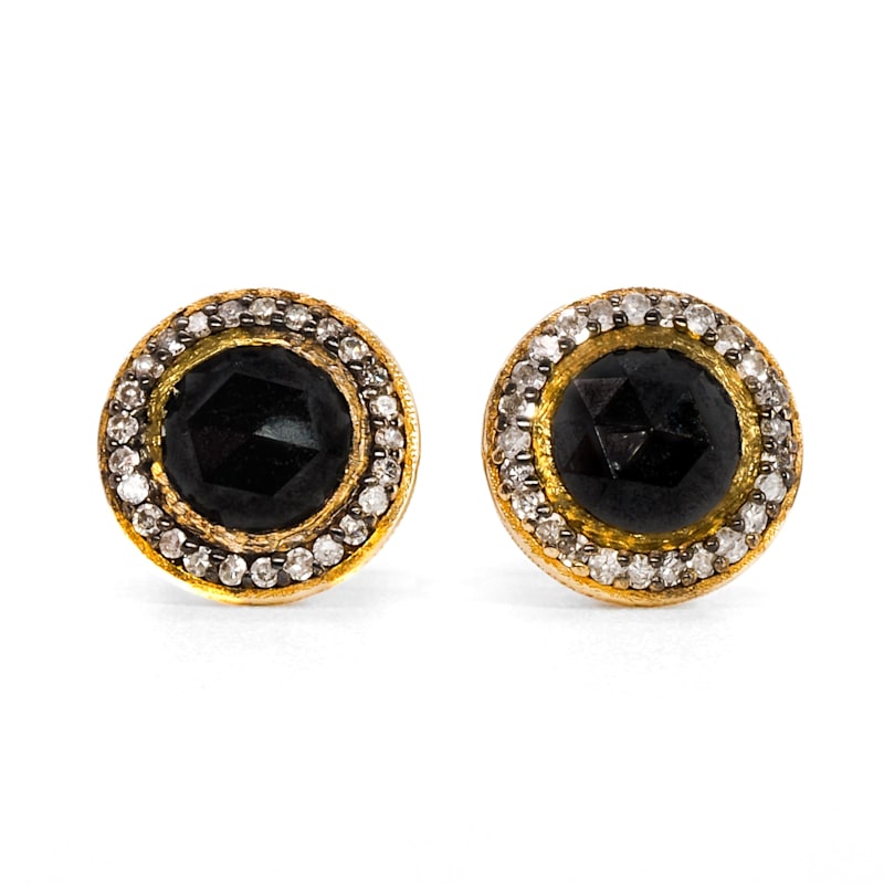 Thumbnail of Solid Gold Black Diamonds Stud Earrings - Black image