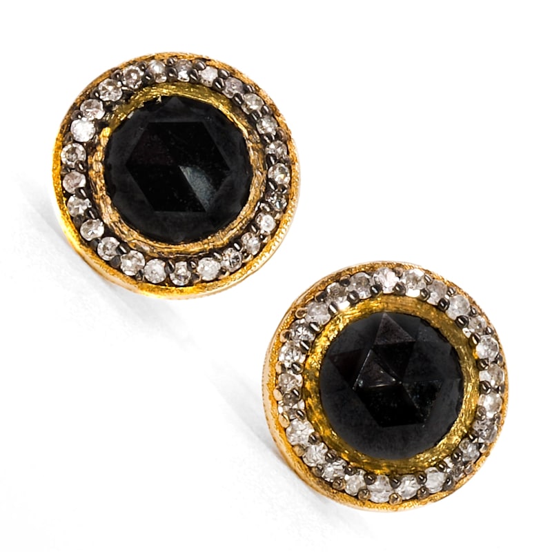 Thumbnail of Solid Gold Black Diamonds Stud Earrings - Black image