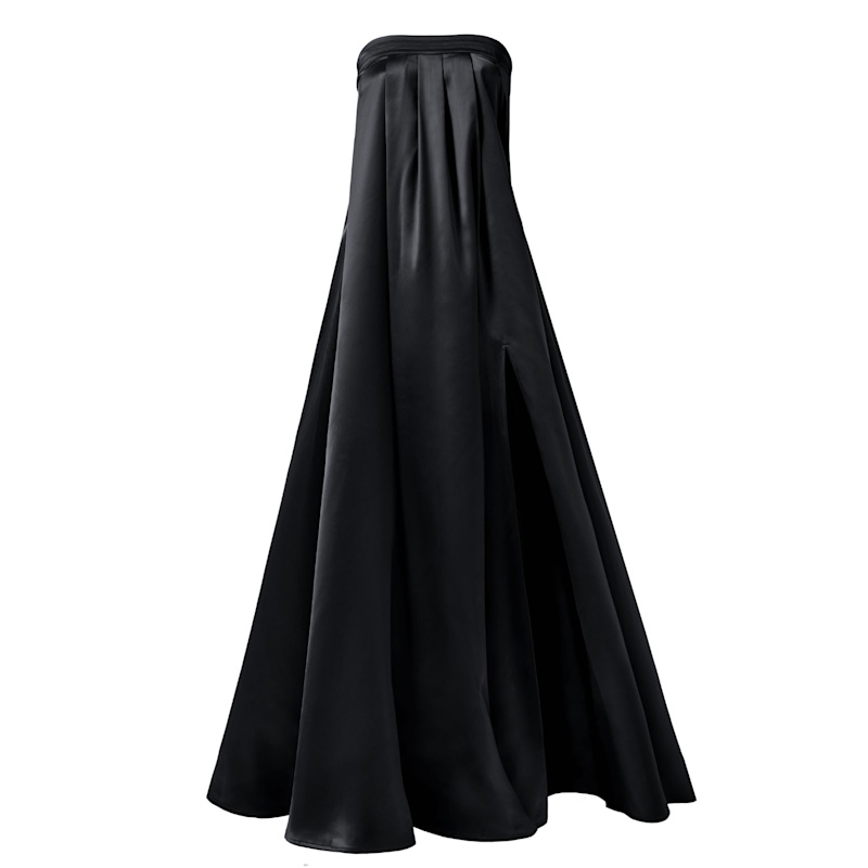 Black Satin Maxi Dress  Long Silky Designer Gown | Kargede | Wolf & Badger