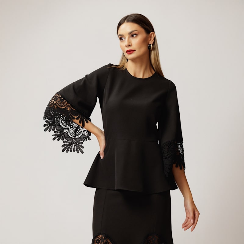 Thumbnail of Black Set: Top And Skirt With Lace Details image