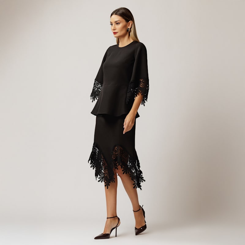 Thumbnail of Black Set: Top And Skirt With Lace Details image