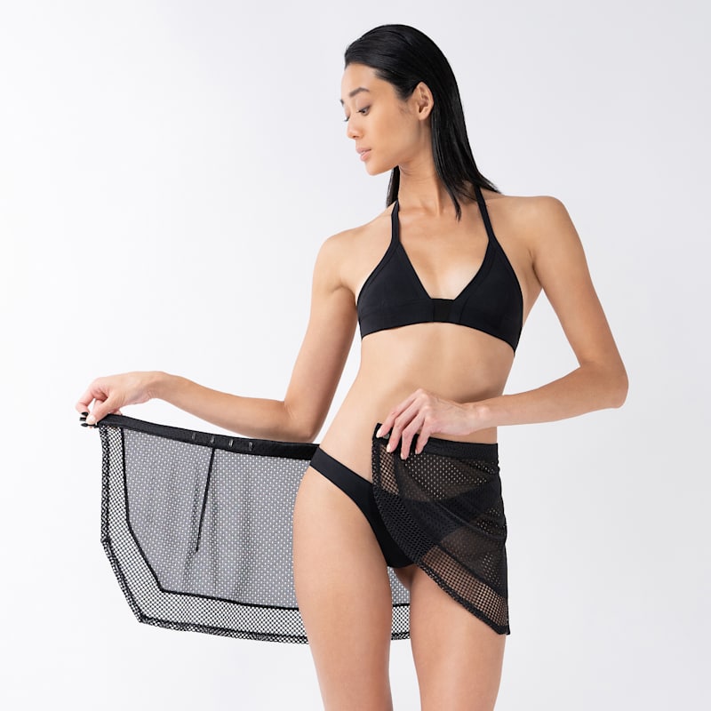 Thumbnail of Black Shortie Sarong Beach Cover-Up Athletic Wrap Skirt image