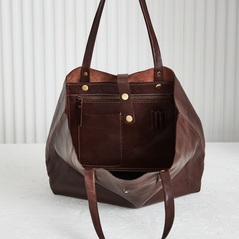 Thumbnail of Dark Brown Soft Luxury Leather Tote Bag image