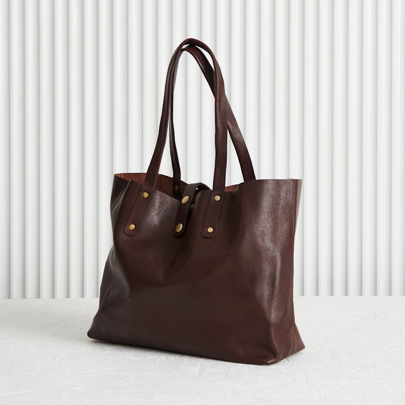 Thumbnail of Dark Brown Soft Luxury Leather Tote Bag image