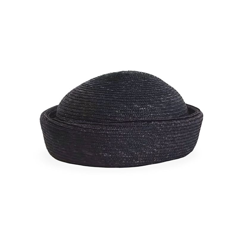 Thumbnail of Black Straw Pillbox Hat image